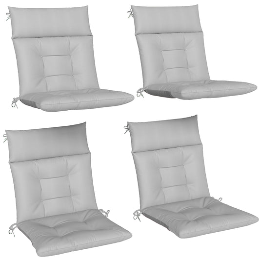 Photo of Outsunny Patio Chair Cushions Set of 4, Waterproof Non-Slip Lounge Chair Cushions, 112x53cm, Light Grey in Grey colour on a white background