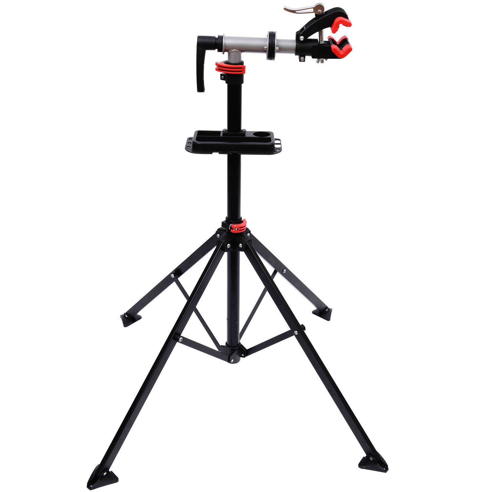 Photo of HOMCOM Folding Bike Repair Stand Bicycle Bike Stand For Maintenance Display Cycle Rack with Tool Tray, Height Adjustable in Adjustable colour on a white background