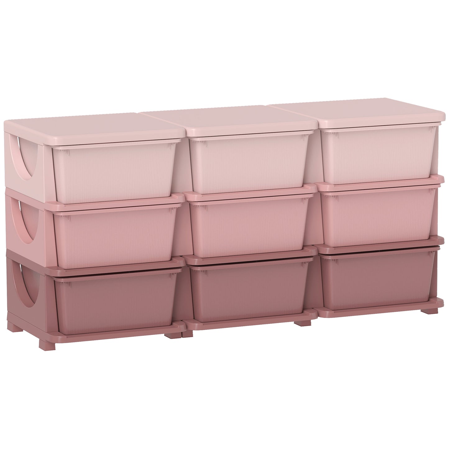 Photo of HOMCOM Kids Storage Unit, with Nine Drawers - Pink in Pink colour on a white background
