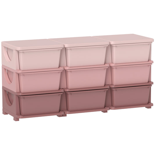 Photo of HOMCOM Kids Storage Unit, with Nine Drawers - Pink in Pink colour on a white background