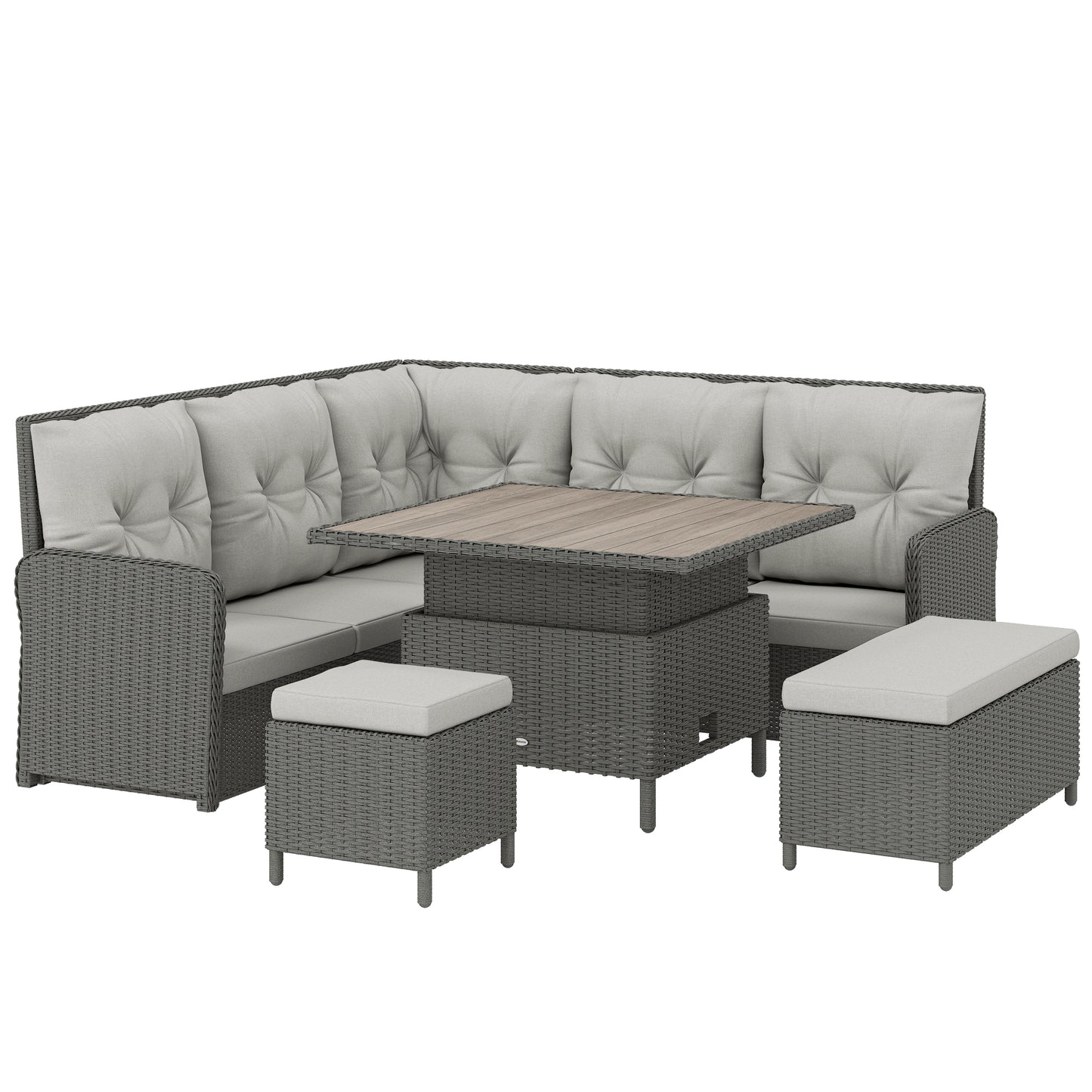 Photo of Outsunny 6 Pieces Outdoor PE Rattan Garden Furniture, Patio Wicker Sectional Conversation Corner Sofa in Sofa colour on a white background