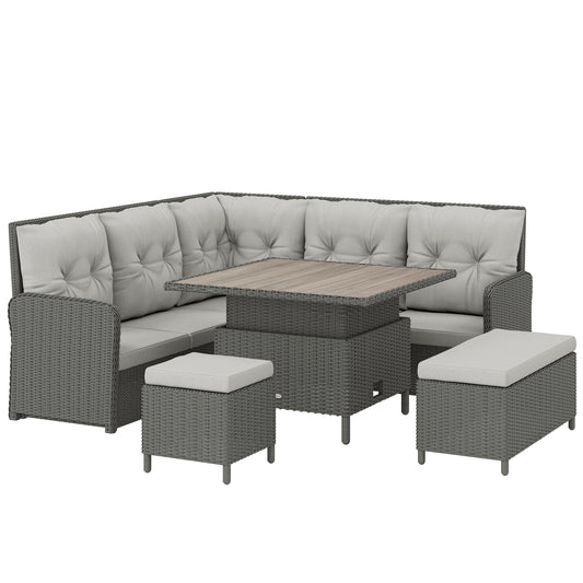 Photo of Outsunny 6 Pieces Outdoor PE Rattan Garden Furniture, Patio Wicker Sectional Conversation Corner Sofa in Sofa colour on a white background