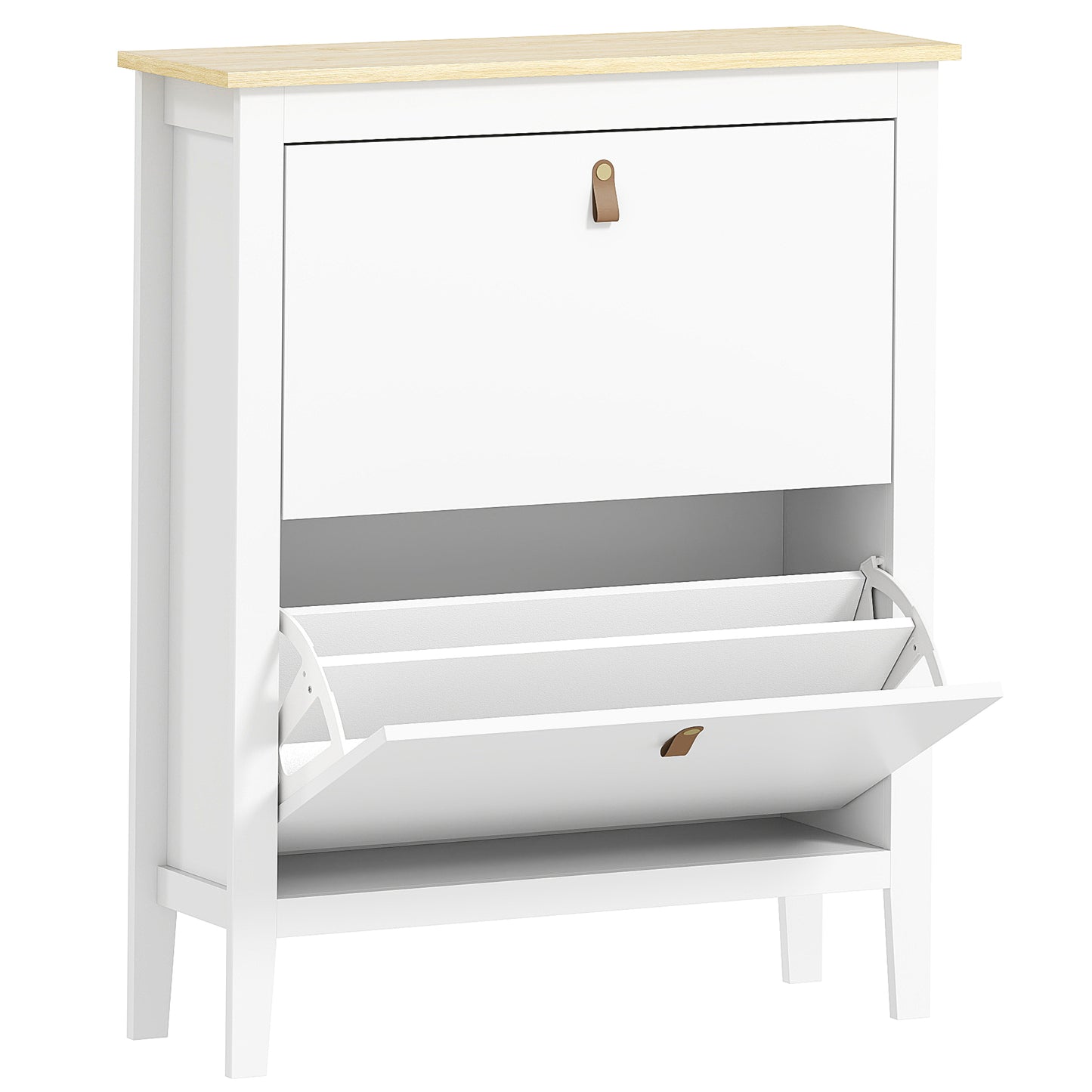 Photo of HOMCOM Modern Two-Drawer Shoe Cabinet - White in White colour on a white background