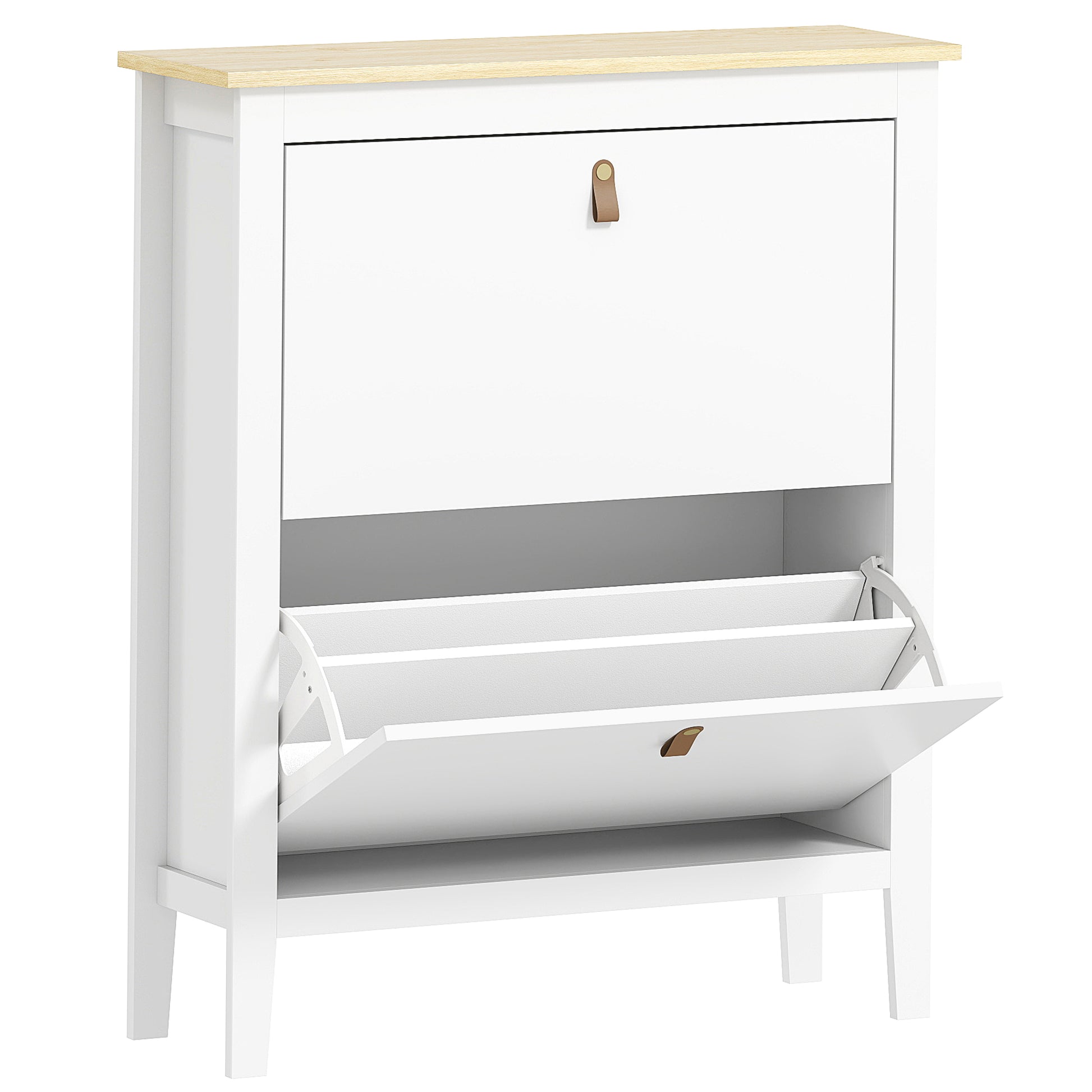 Photo of HOMCOM Modern Two-Drawer Shoe Cabinet - White in White colour on a white background