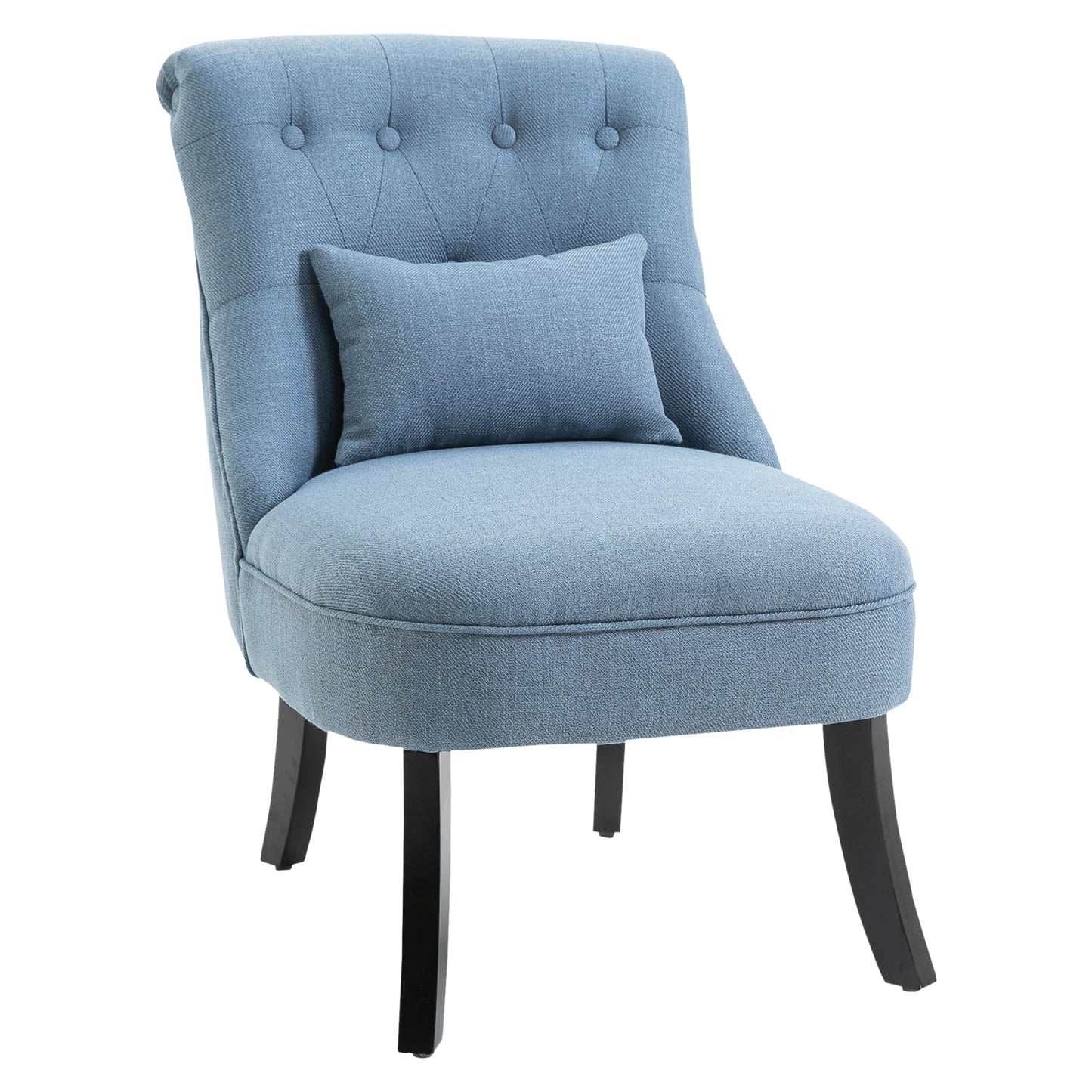 Photo of HOMCOM Fabric Single Sofa Dining Chair Tub Chair Upholstered W/ Pillow Solid Wood Leg Home Living Room Furniture Blue in Blue colour on a white background