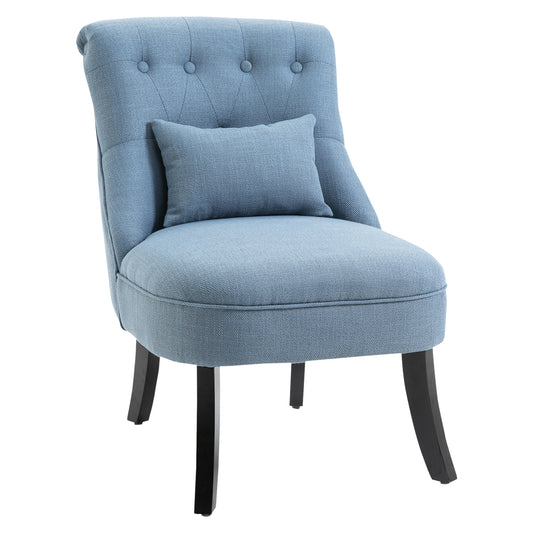 Photo of HOMCOM Fabric Single Sofa Dining Chair Tub Chair Upholstered W/ Pillow Solid Wood Leg Home Living Room Furniture Blue in Blue colour on a white background