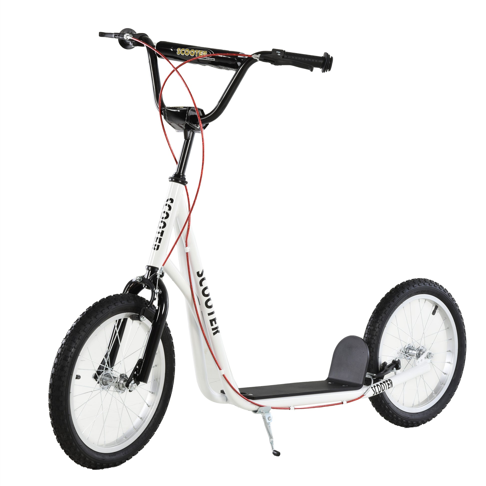 Photo of HOMCOM Kick Scooters for Kids with Adjustable Height, Anti-Slip Deck, Dual Brakes, Rubber Tyres, for Boys and Girls Aged 5+ Years Old - White in White colour on a white background