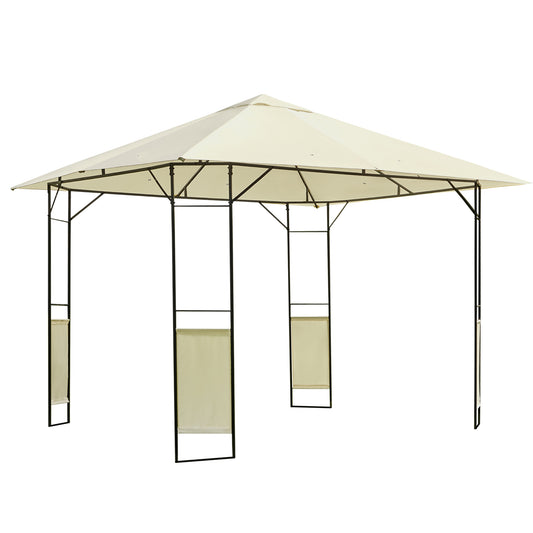 Photo of Outsunny 3 x 3 Meters Patio Garden Metal Gazebo Marquee Steel Frame with Canopy Awning Tent Water Resistant Cream in Cream colour on a white background