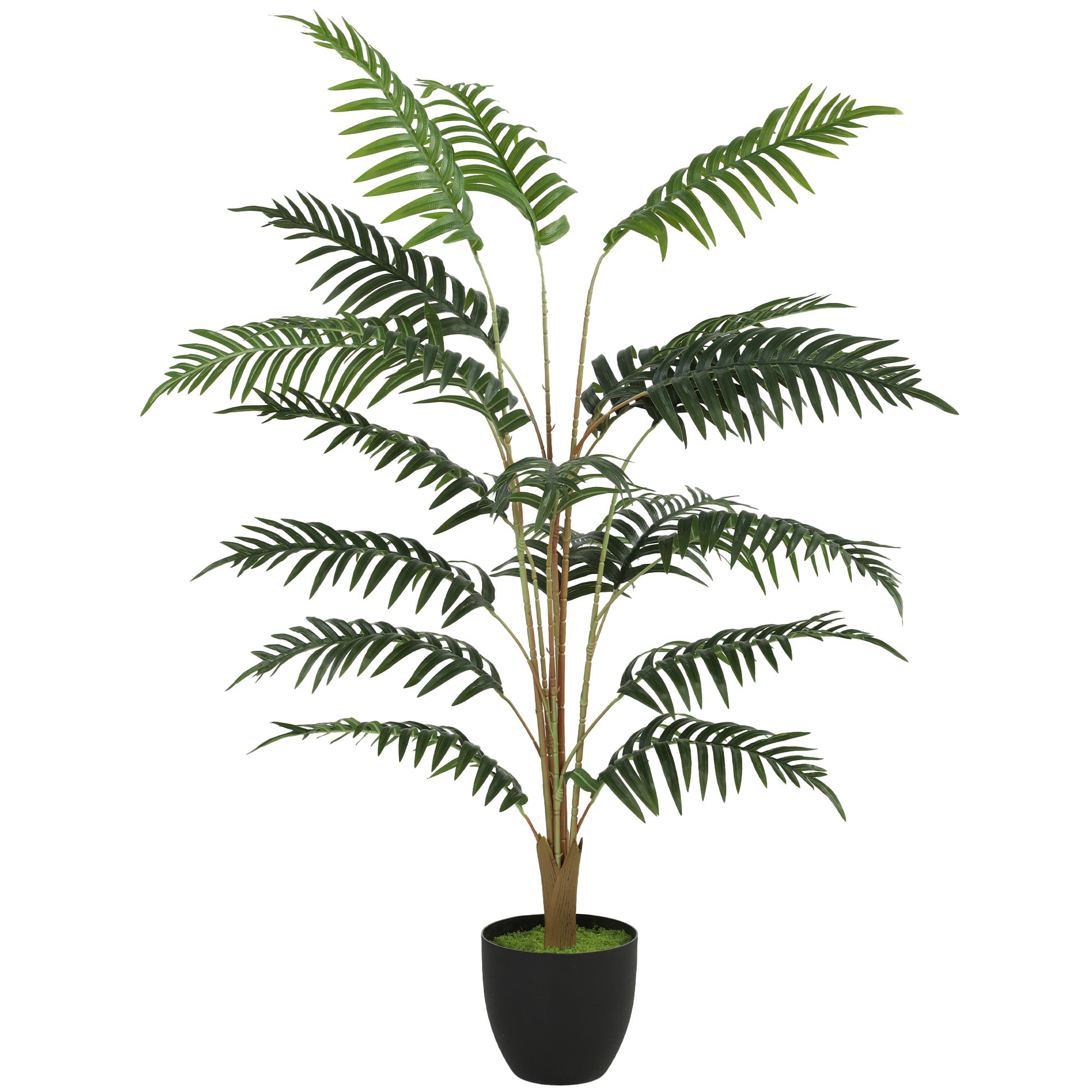 Photo of HOMCOM Artificial Fern Topiary Tree, Realistic Artificial Plant in Cement Pot, Fake Plant, 120cm in 120cm colour on a white background