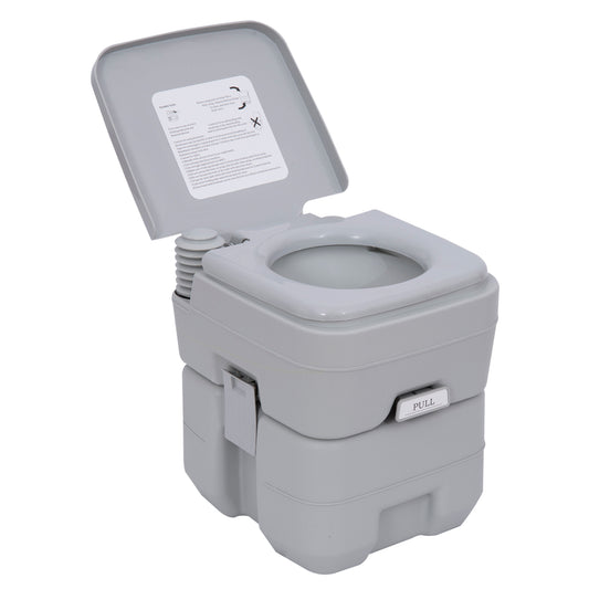 Photo of Outsunny Portable Camping Toilet, 20L Flushable Porta Potty Portaloo with 2 Detachable Tanks, Flush and Double Seal Valve for Outdoor Camping Hiking Travel Caravan in Caravan colour on a white background