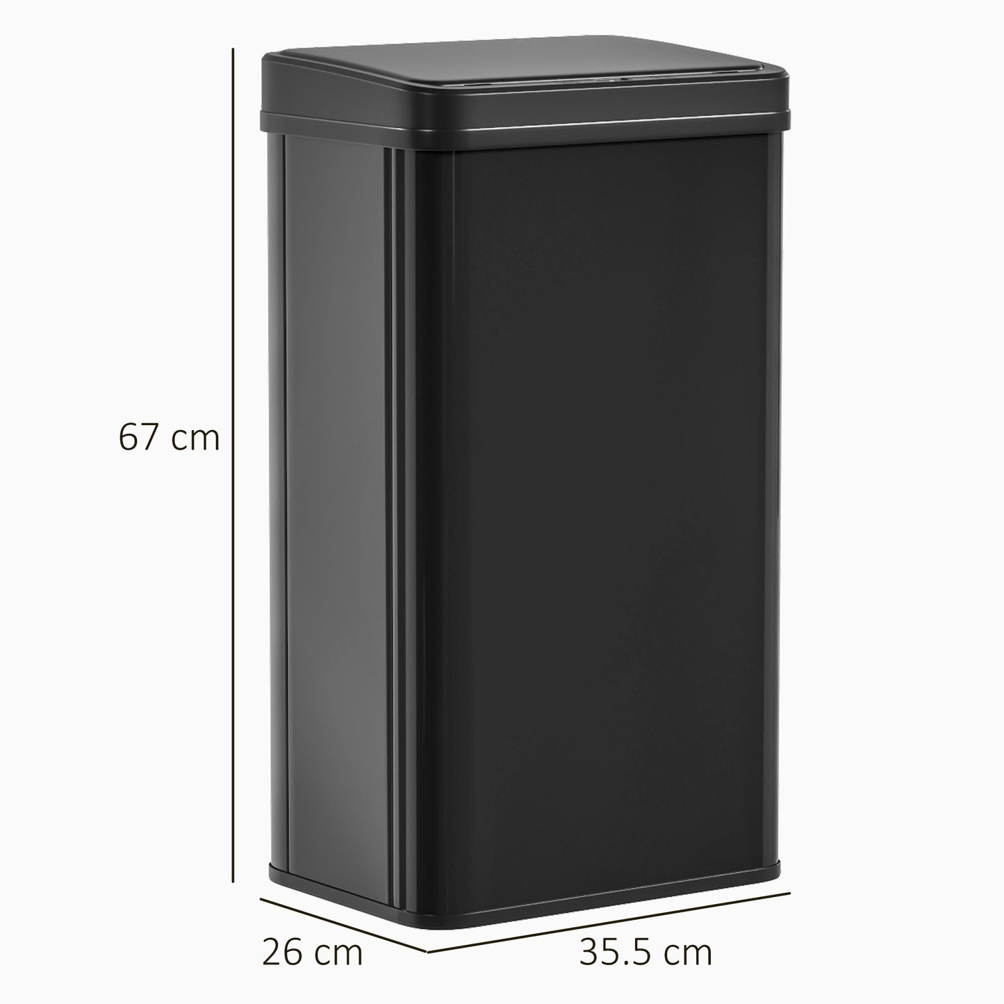 HOMCOM 50L Sensor Bin with Soft-Close Lid, Stainless Steel Automatic Touchless Motion Sensor Kitchen Bin, Black