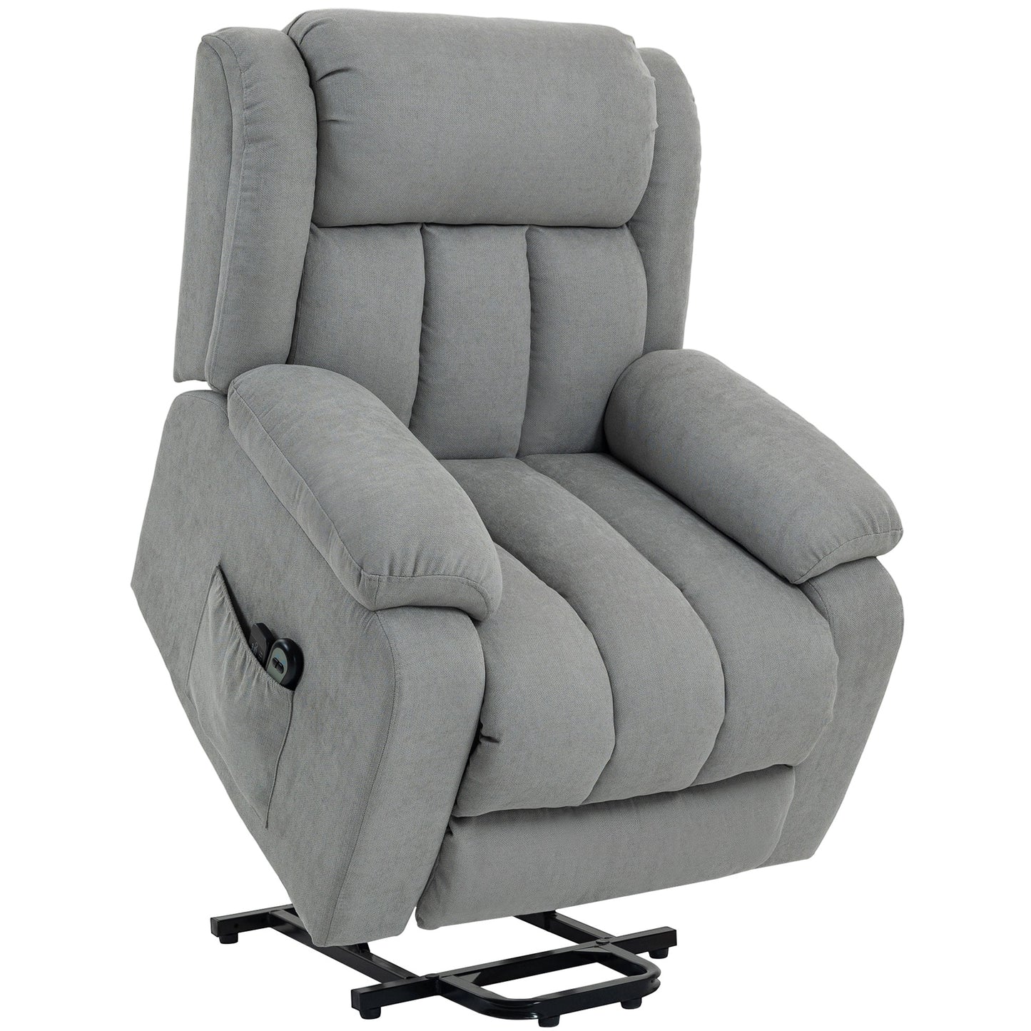 Photo of HOMCOM Power Lift Recliner Chair with Vibration Massage, Lift Chair for Elderly with Footrest, Remote, Side Pocket, Light Grey in Grey colour on a white background