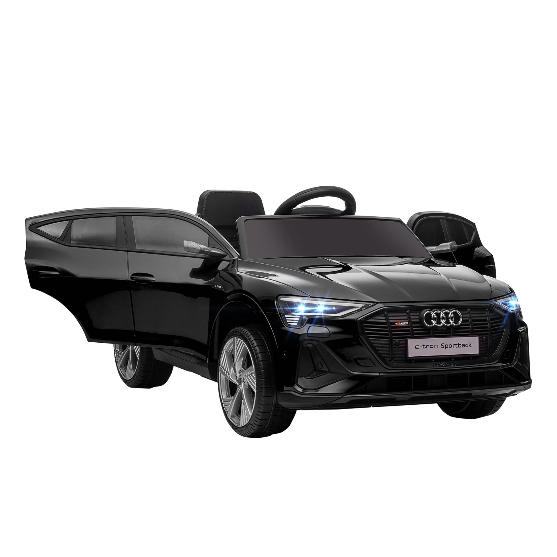 Photo of HOMCOM Audi E-tron Licensed 12V Kids Electric Ride on, Electric Car for Kids, with Parental Remote, Music Lights MP3, Suspension Wheels, for 3-5 Years, Black in Black colour on a white background