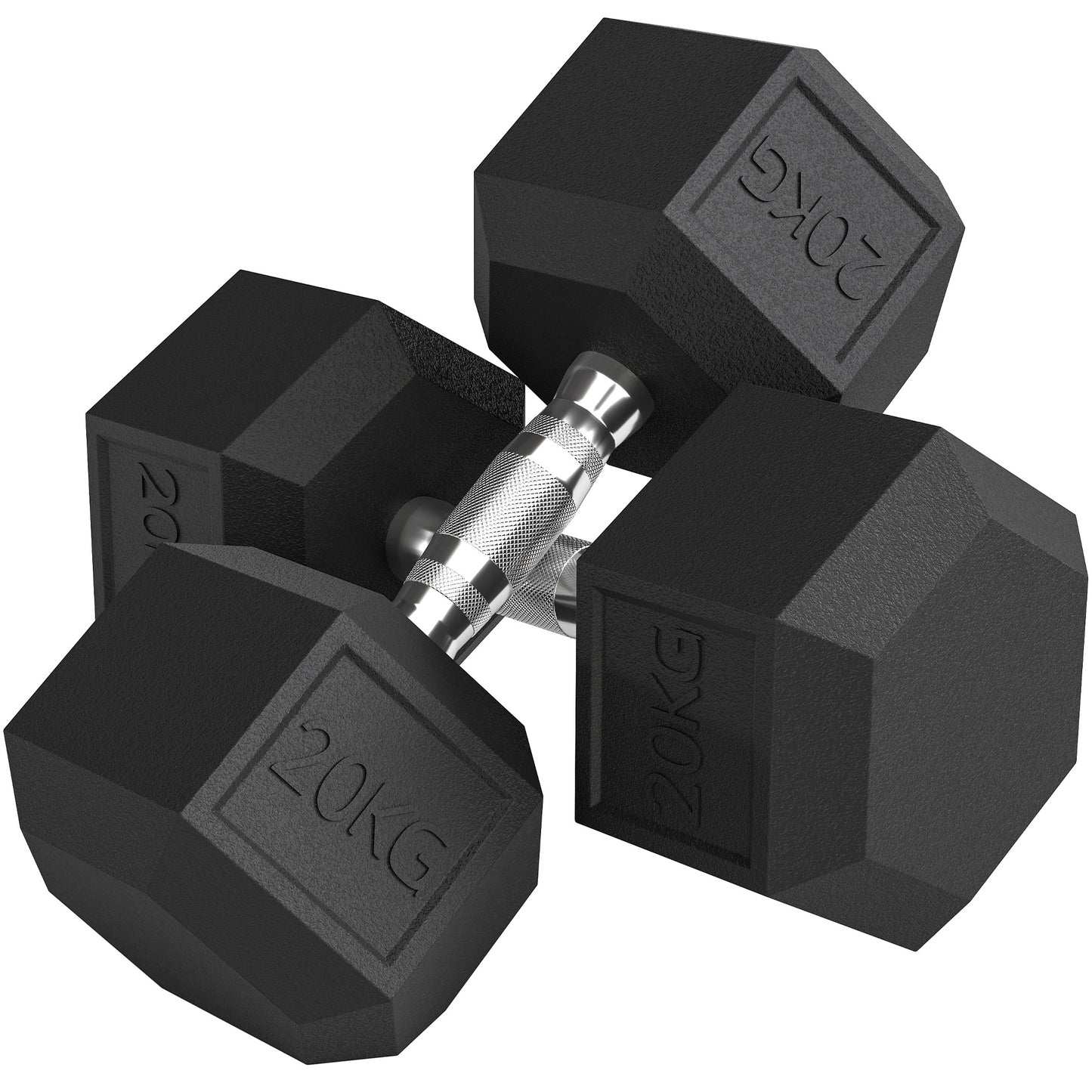 Photo of HOMCOM 2x20KG Rubber Hex Dumbbell Portable Hand Weights Dumbbell Home Gym in Gym colour on a white background