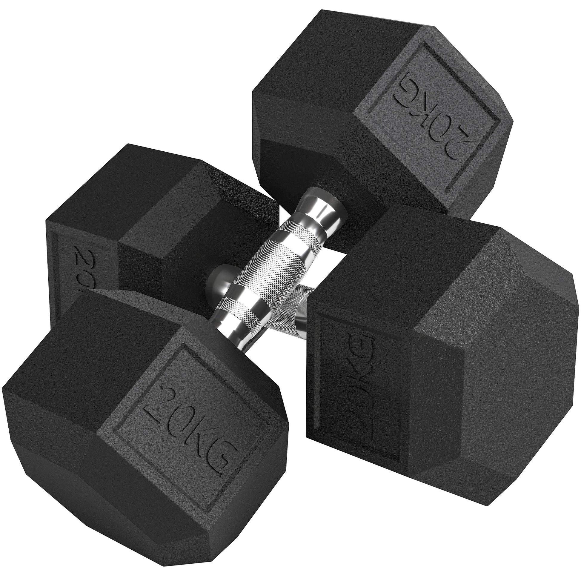 Photo of HOMCOM 2x20KG Rubber Hex Dumbbell Portable Hand Weights Dumbbell Home Gym in Gym colour on a white background