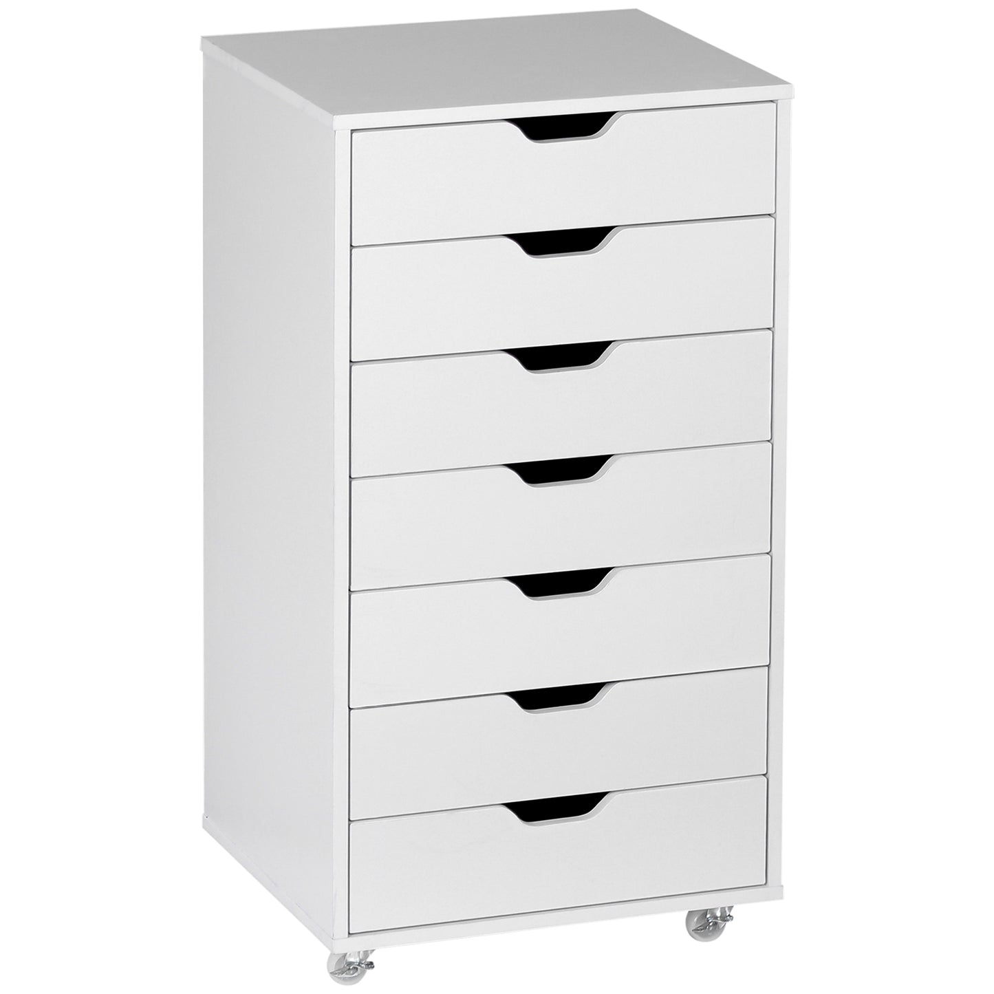 Photo of Vinsetto Seven-Drawer Filing Cabinet, with Wheels - White in White colour on a white background