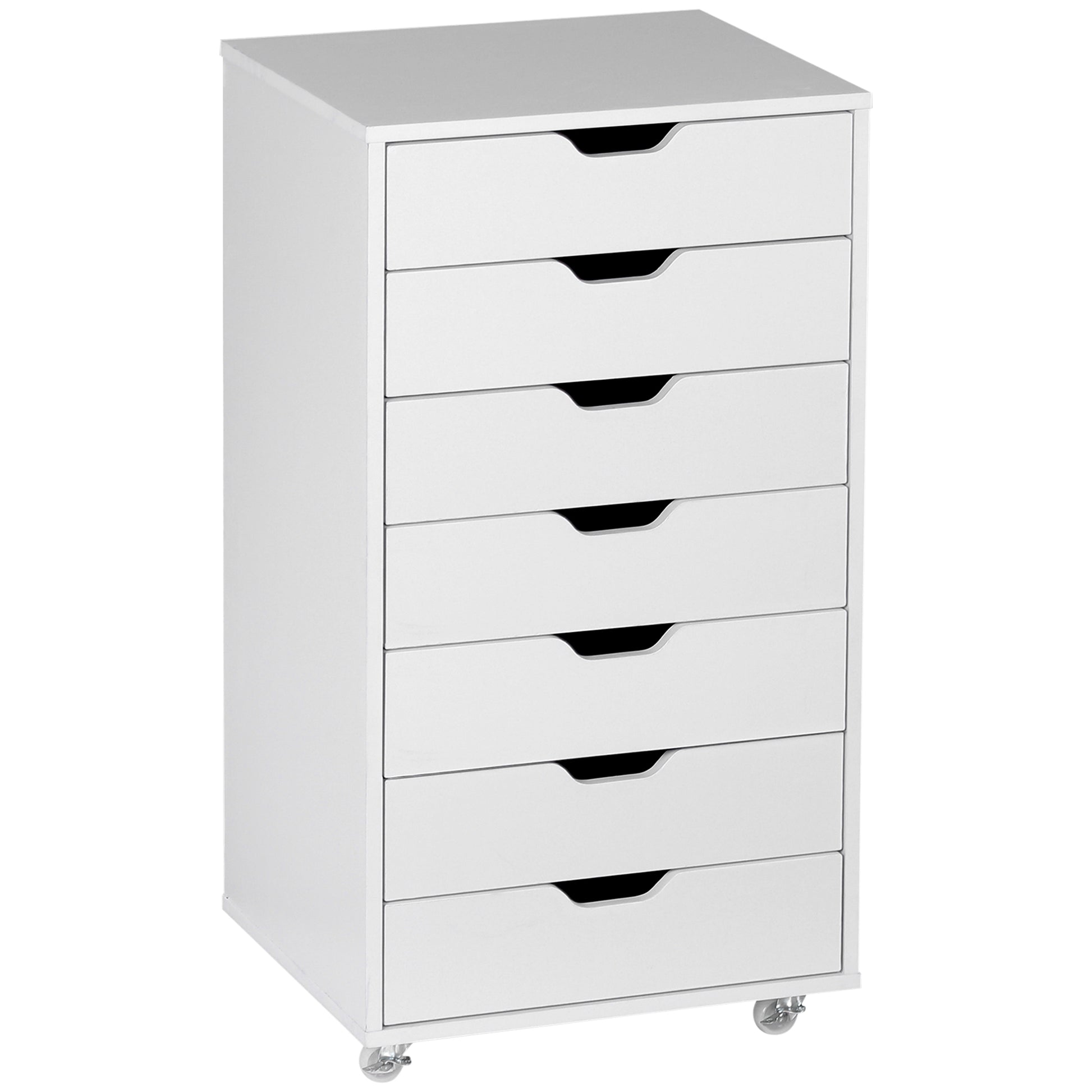 Photo of Vinsetto Seven-Drawer Filing Cabinet, with Wheels - White in White colour on a white background