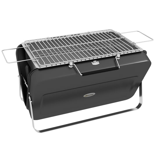 Photo of Outsunny Metal Suitable-Style Portable BBQ Grill - Black in Black colour on a white background