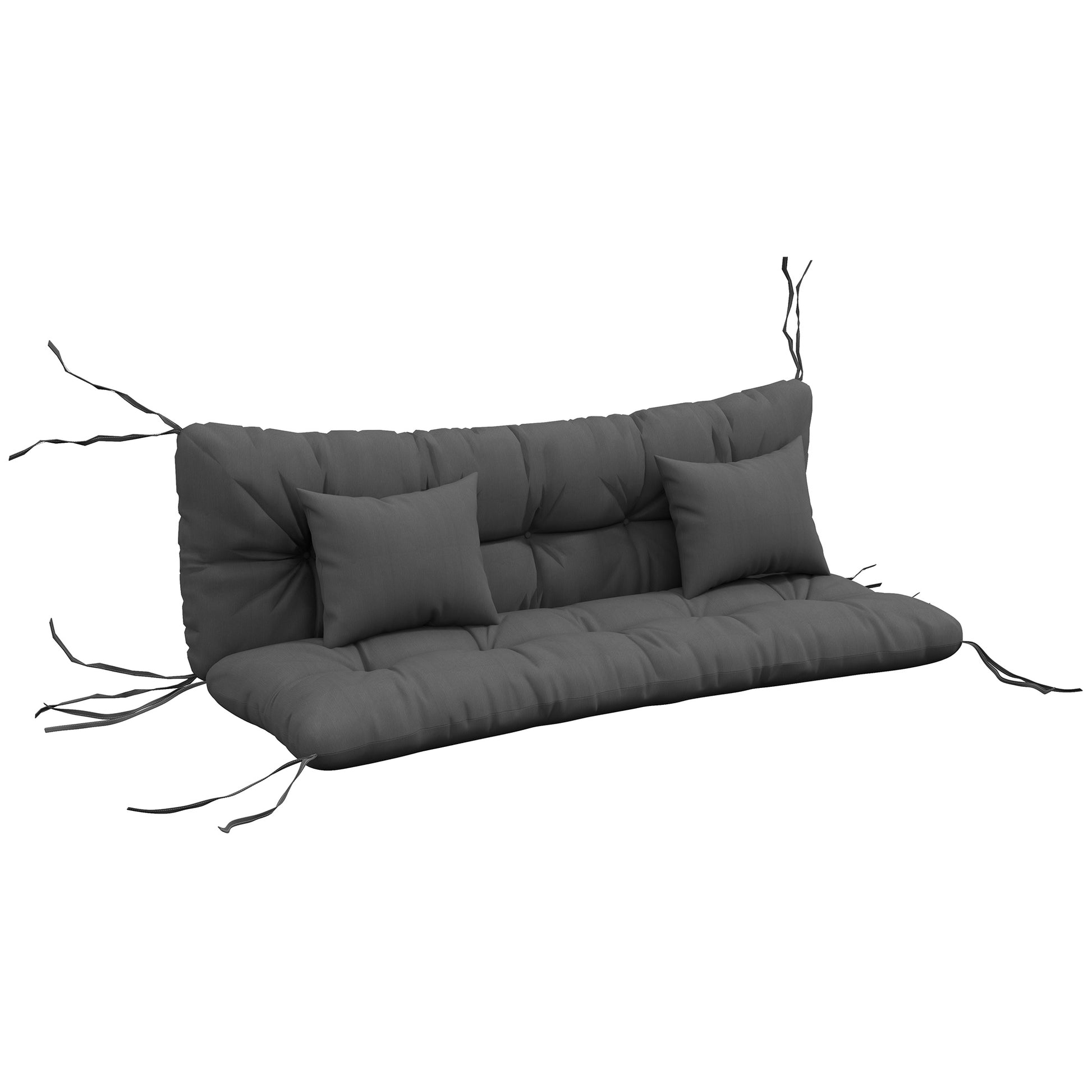 Photo of Outsunny Back and Seat Cushion Replacement with 2 Pillows, Patio Chair Cushions Set with Ties, Charcoal Grey in Grey colour on a white background