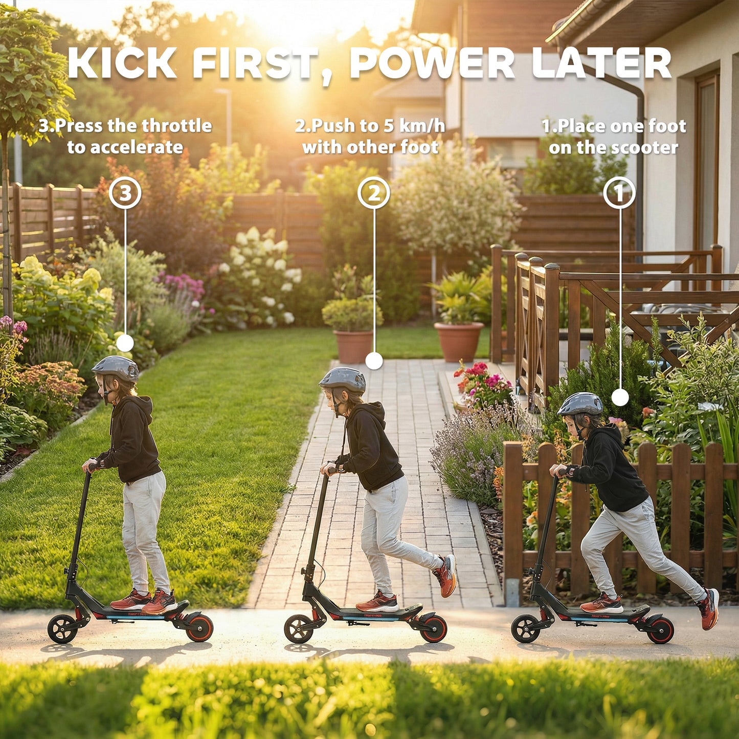 SPORTNOW Electric Scooter for Kids, Foldable E Scooter for Age Age 6+ with LED Display, RGB lights, Up to 16km/h, Black