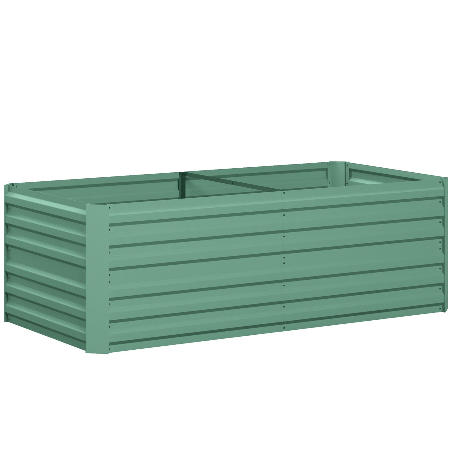Photo of Outsunny Raised Beds for Garden, Galvanised Steel Outdoor Planters with Multi-reinforced Rods, 180 x 90 x 59 cm, Light Green in Green colour on a white background