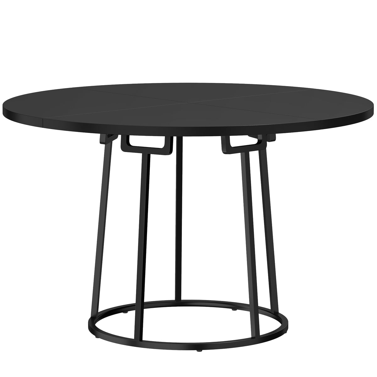 Photo of HOMCOM Dining Table Space Saving Kitchen Table Spliced Tabletop Conical Metal Base 120 cm Round Black in Black colour on a white background