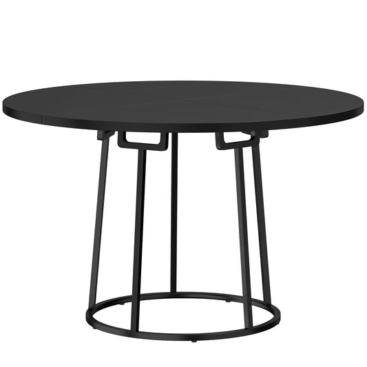 Photo of HOMCOM Dining Table Space Saving Kitchen Table Spliced Tabletop Conical Metal Base 120 cm Round Black in Black colour on a white background