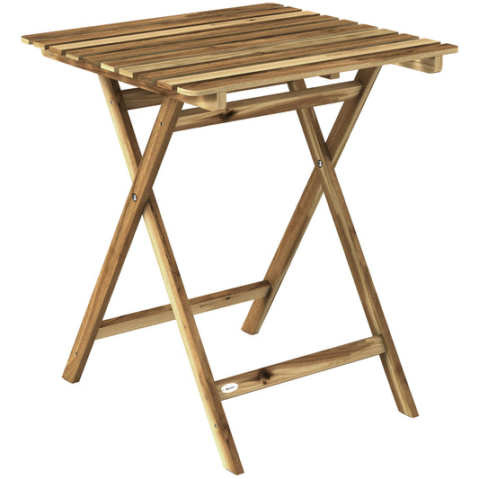 Photo of Outsunny Outdoor Coffee Table Foldable Wooden Garden Table for Patio Balcony Natural Wood in Wood colour on a white background