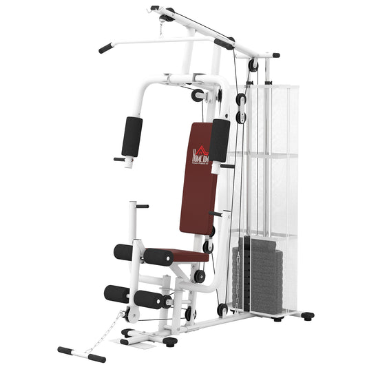 Photo of HOMCOM Home Multi Gym Large Multifunction Sturdy Strength Training Machine for Home Workout, White in White colour on a white background