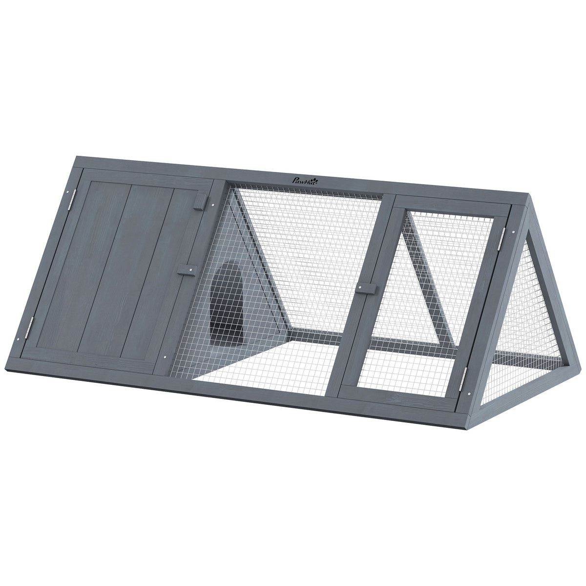 Photo of PawHut Rabbit Hutch, Wooden Guinea Pig Hutch with Run and Doors, Outdoor Triangle Bunny House for Rabbits,Duck and Chicken in Chicken colour on a white background