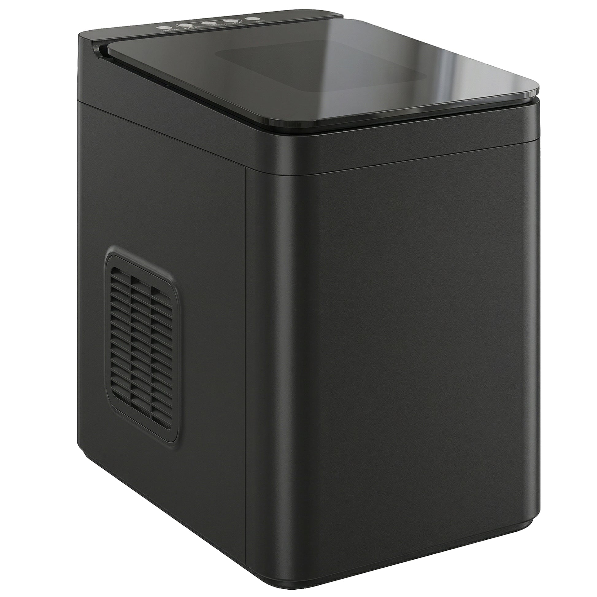 Photo of HOMCOM Countertop Ice Maker Machine Self-Cleaning Compact Ice Machine with Ice Scoop and Basket Black in Black colour on a white background
