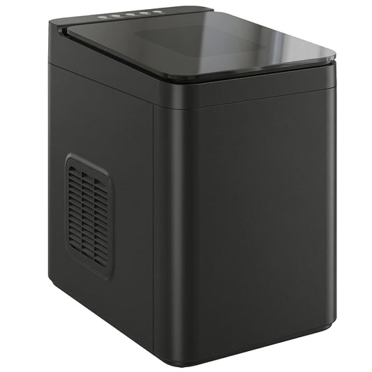 Photo of HOMCOM Countertop Ice Maker Machine Self-Cleaning Compact Ice Machine with Ice Scoop and Basket Black in Black colour on a white background