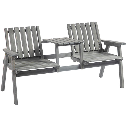 Photo of Outsunny 2-Seater Garden Bench Antique Loveseat for Yard, Lawn, Porch, Patio, Steel, Grey in Grey colour on a white background