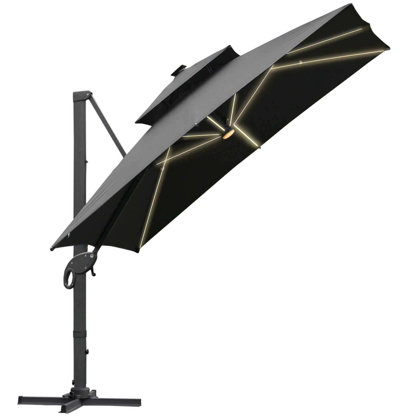 Photo of Outsunny 3 x 3(m) Aluminum Sun Square Canopy Top w/ Adjustable Pole Angle Dark Grey in Grey colour on a white background