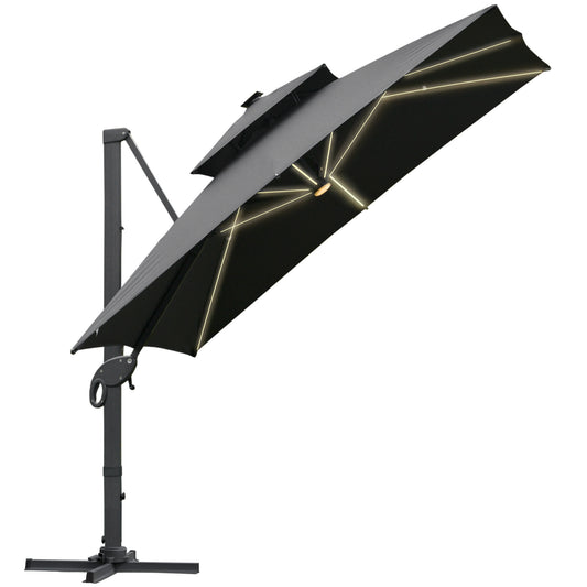Photo of Outsunny 3 x 3(m) Aluminum Sun Square Canopy Top w/ Adjustable Pole Angle Dark Grey in Grey colour on a white background