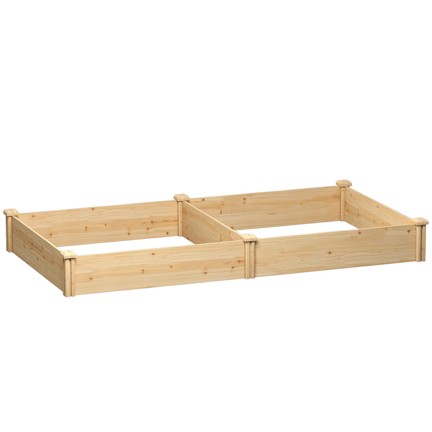Photo of Outsunny Raised Garden Bed, Wooden Planter Box with Divider and Open Bottom for Flowers, Herbs, Vegetables, DIY Painting in Painting colour on a white background