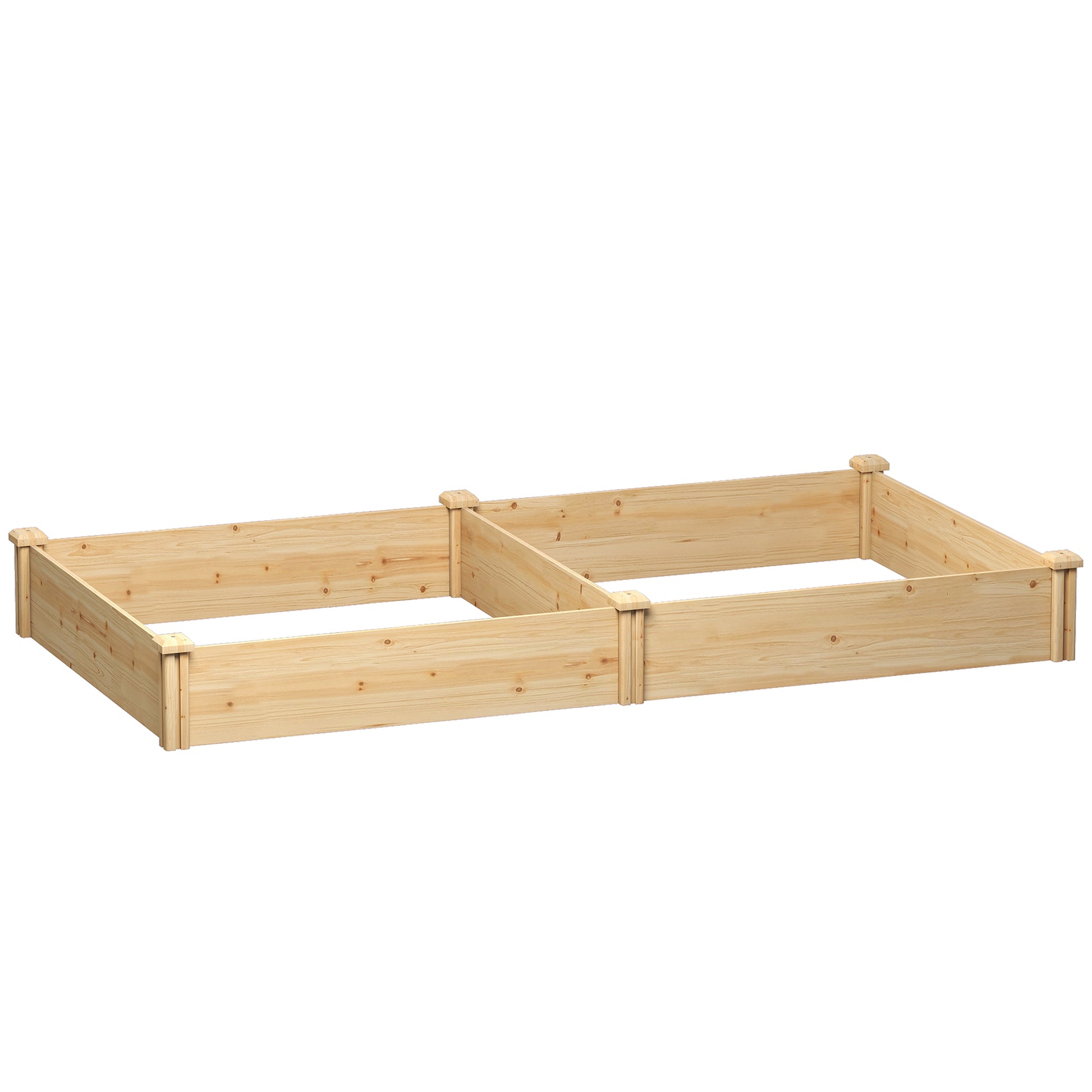 Photo of Outsunny Raised Garden Bed, Wooden Planter Box with Divider and Open Bottom for Flowers, Herbs, Vegetables, DIY Painting in Painting colour on a white background