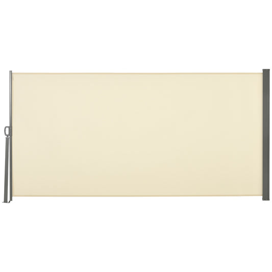 Photo of Outsunny Retractable Sun Side Awning Screen Fence Patio Garden Wall Balcony Screening Panel Outdoor Blind Privacy Divider (3x1.6M, Cream White) in White) colour on a white background