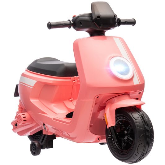 Photo of AIYAPLAY 6V Ride on Motorbike, Kids Electric Motorbike w/ Headlights, Music, Training Wheels, for Ages 18-36 Months, Pink in Pink colour on a white background