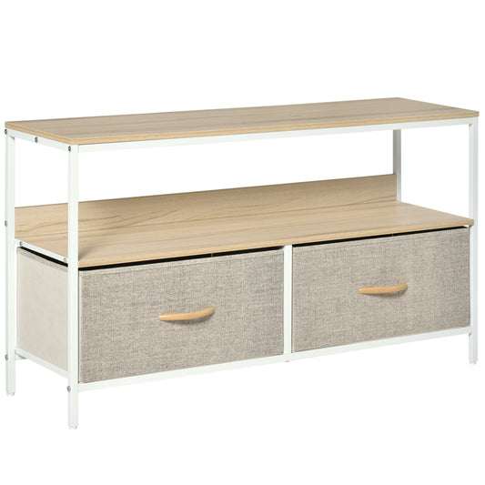 Photo of HOMCOM TV Stand Cabinet with 2 Foldable Drawers - Maple Colour in Colour colour on a white background