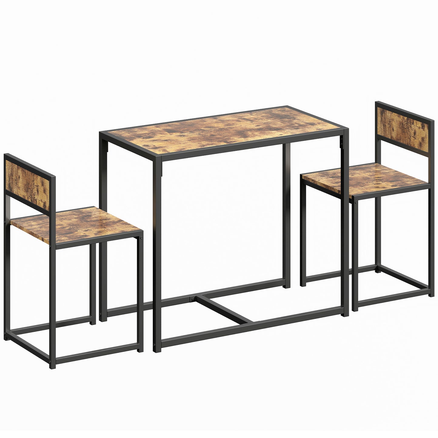 Photo of HOMCOM 3 Piece Table Stool Set - Rustic Brown in Brown colour on a white background