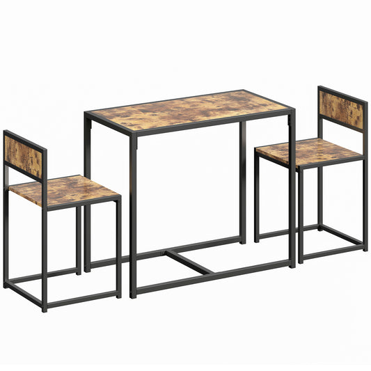 Photo of HOMCOM 3 Piece Table Stool Set - Rustic Brown in Brown colour on a white background