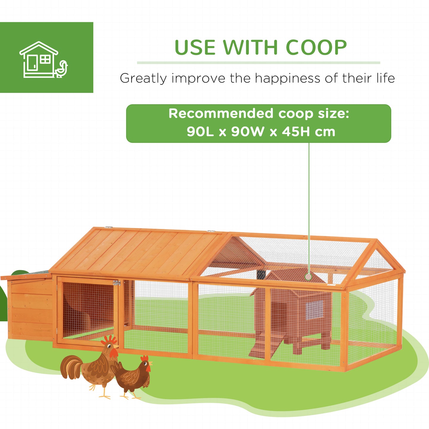 PawHut Wooden Chicken Coop with Nesting Box, Openable Roof, for 4-8 Chickens, Nature Wood