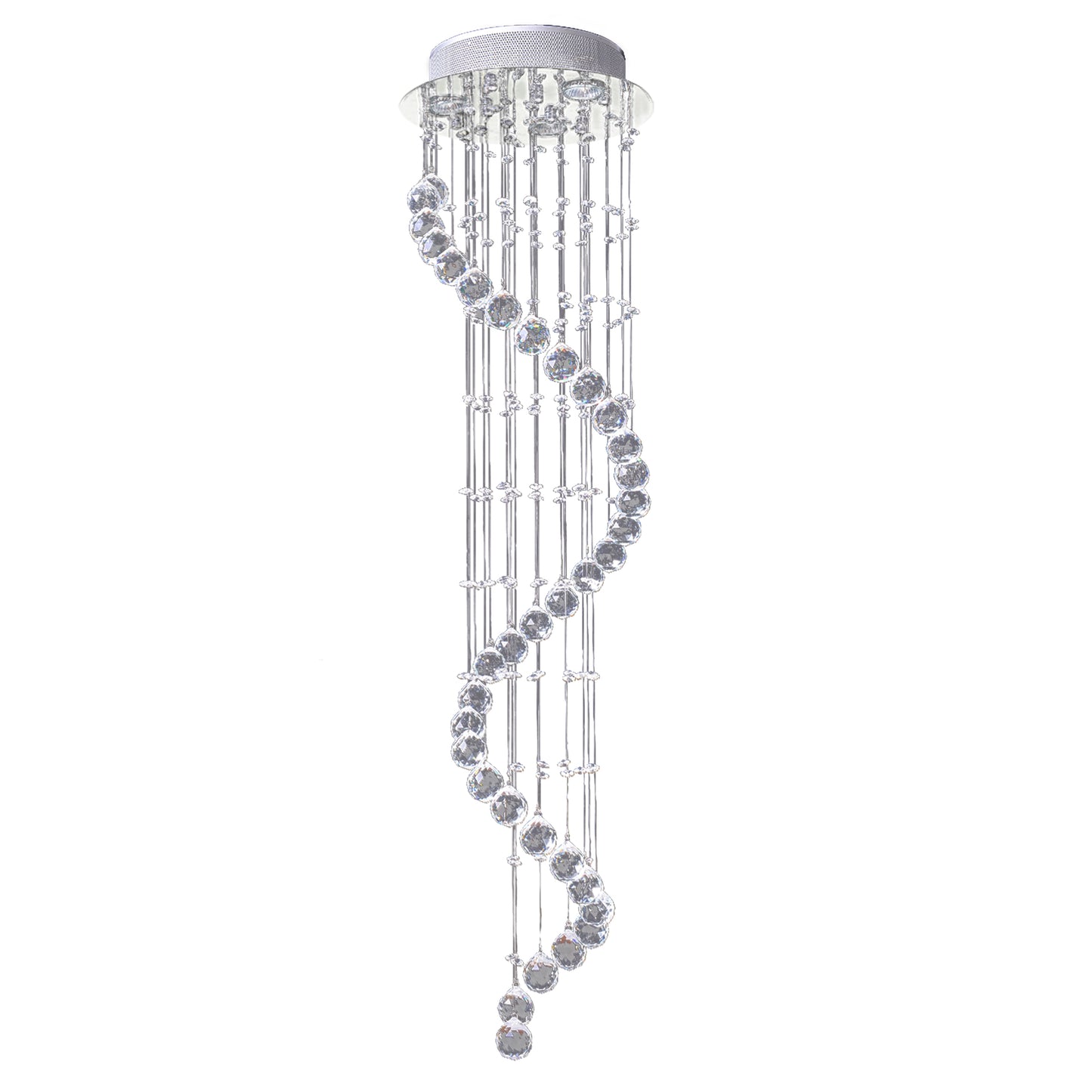Photo of HOMCOM Modern Crystal Chandelier Ceiling Light Pendant Lamp Chrome Finish Glass Droplets New, for Living Room, Bedroom, Hallway, Ф30 x 120cm in 120cm colour on a white background