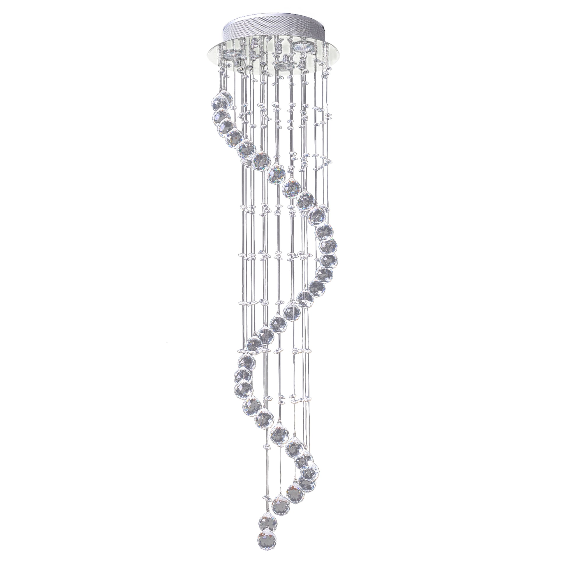 Photo of HOMCOM Modern Crystal Chandelier Ceiling Light Pendant Lamp Chrome Finish Glass Droplets New, for Living Room, Bedroom, Hallway, Ф30 x 120cm in 120cm colour on a white background