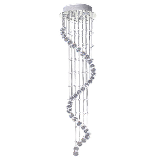 Photo of HOMCOM Modern Crystal Chandelier Ceiling Light Pendant Lamp Chrome Finish Glass Droplets New, for Living Room, Bedroom, Hallway, Ф30 x 120cm in 120cm colour on a white background