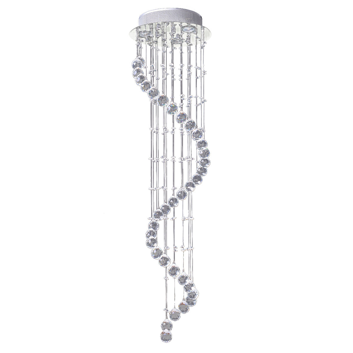 Photo of HOMCOM Modern Crystal Chandelier Ceiling Light Pendant Lamp Chrome Finish Glass Droplets New, for Living Room, Bedroom, Hallway, Ф30 x 120cm in 120cm colour on a white background