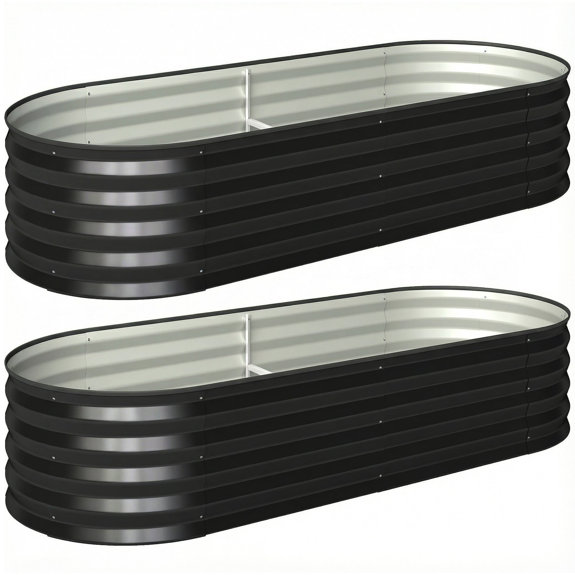 Photo of Outsunny Set of Two 150 x 60cm Steel Planters - Dark Grey in Grey colour on a white background