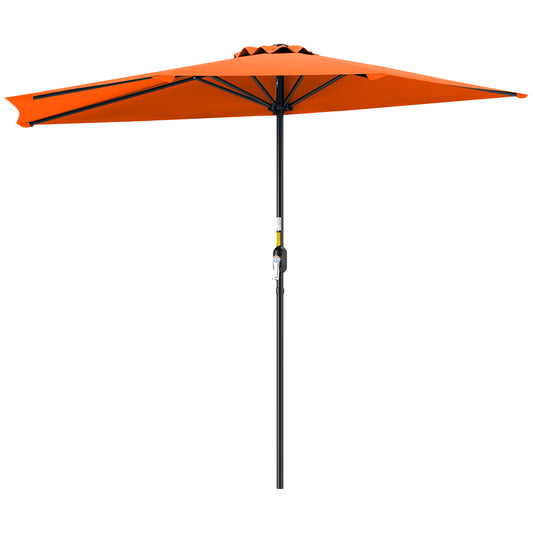 Photo of Outsunny Half Round Parasol Umbrella - Orange in Orange colour on a white background