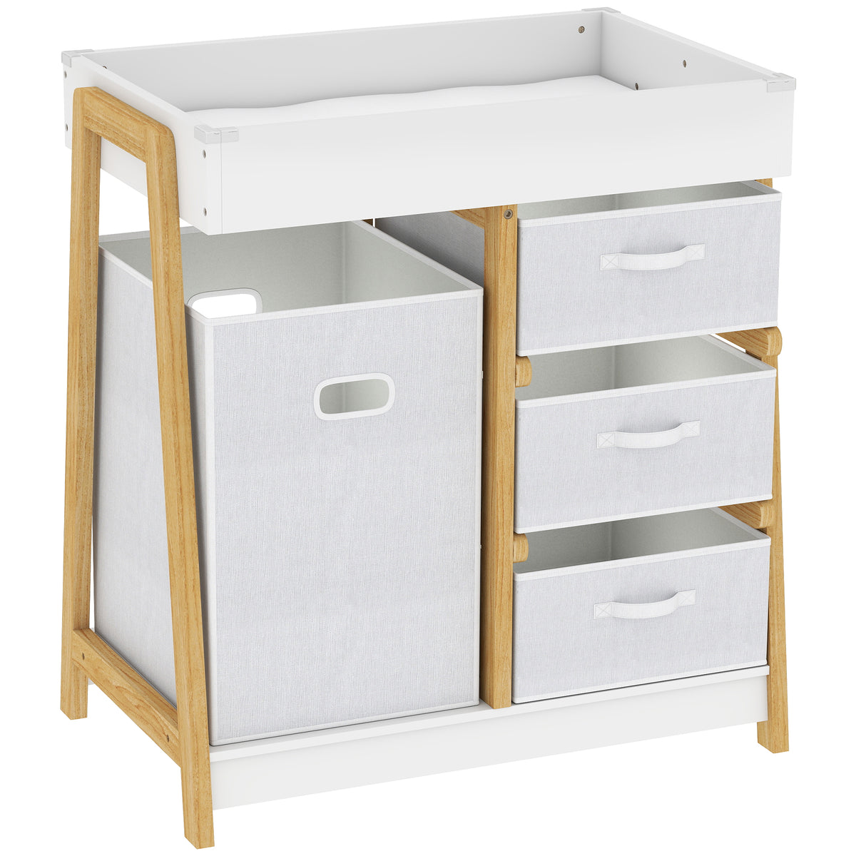 Photo of AIYAPLAY Baby Changing Table, Baby Changing Unit with 3 Drawers, Large Basket and Waterproof Pad for Bedroom Nursery, White in White colour on a white background
